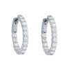 Diamonds Direct Earrings | Oval Shaped 0.85 Inch Diamond Hoop Earrings