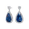 Diamonds Direct Earrings | Pear Shape Sapphire And Diamond Halo Earrings