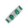 Diamonds Direct Rings | Green Emerald And Emerald Cut Eternity Band Platinum