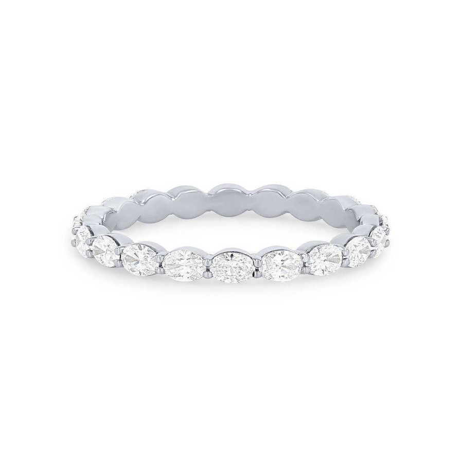 Diamonds Direct Women'S Bands | Horizontal Oval Diamond Eternity Band By Classique White Gold 14K