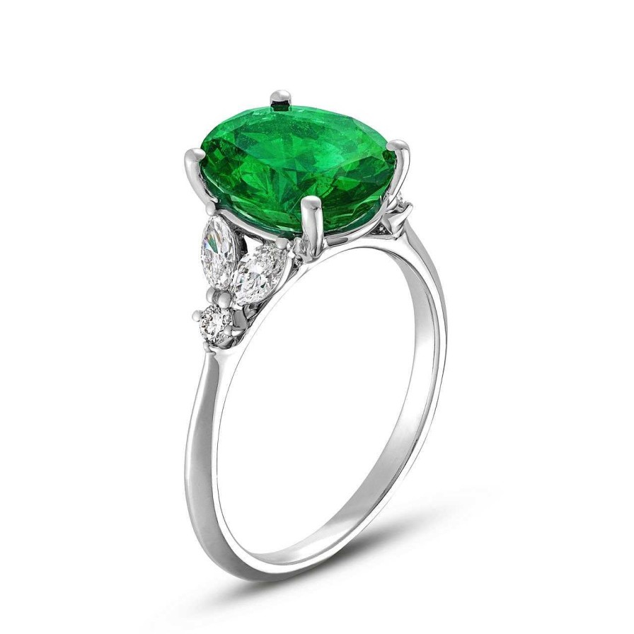 Diamonds Direct Rings | Oval Emerald And Diamond Ring