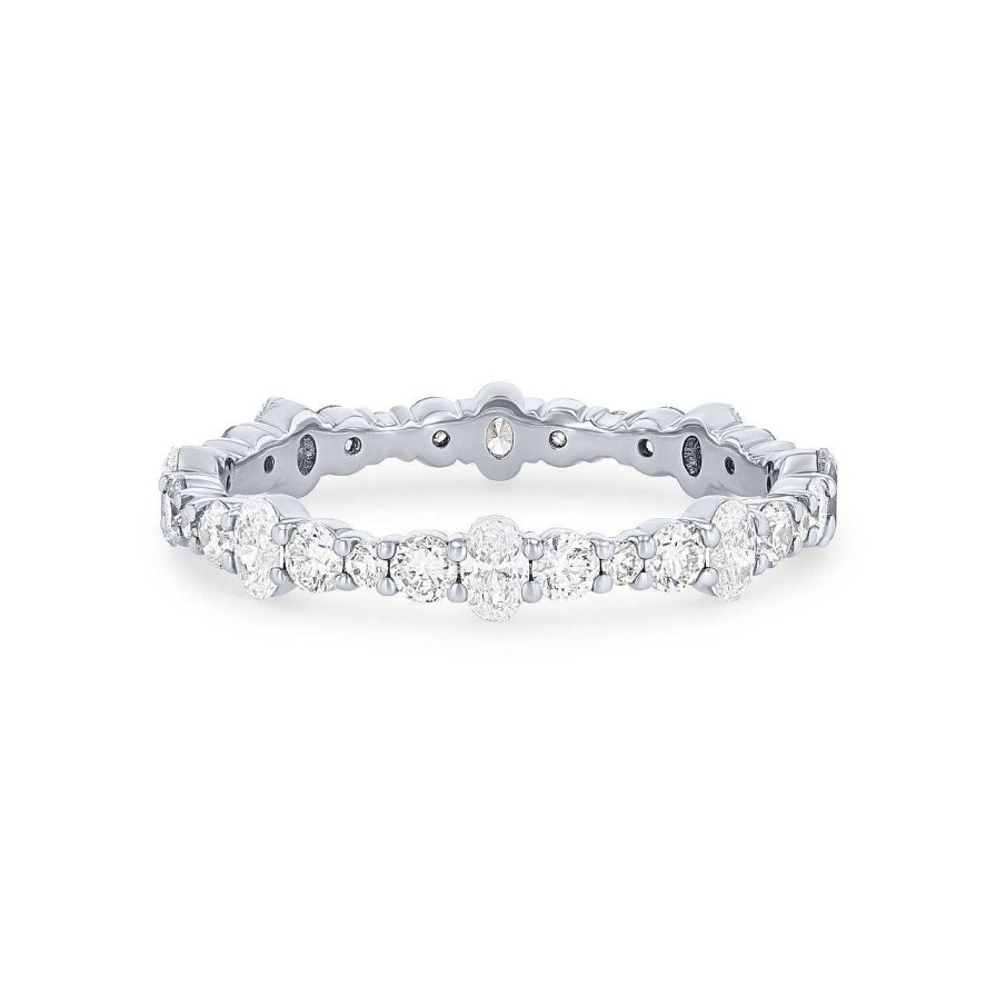 Diamonds Direct Women'S Bands | Oval And Round Graduated Diamond Eternity Band By Classique White Gold 14K