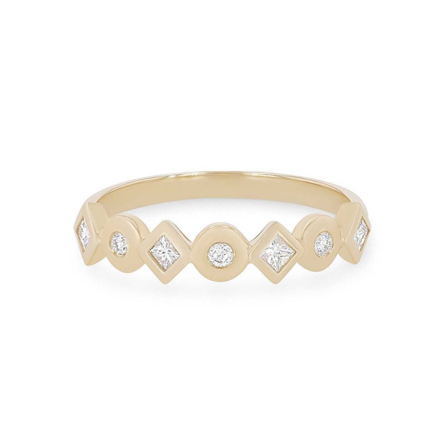 Diamonds Direct Women'S Bands | Michael M. Mixed Shape Bezel Ring Yellow Gold 14K