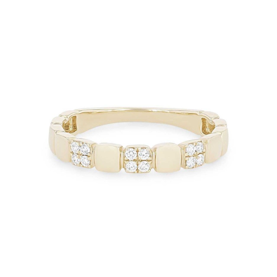 Diamonds Direct Women'S Bands | Alternating Diamond Cluster Wedding Band By Kc Designs Yellow Gold 14K