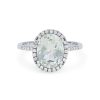 Diamonds Direct Fashion Rings | Green Amethyst And Diamond Halo Ring White Gold 14K