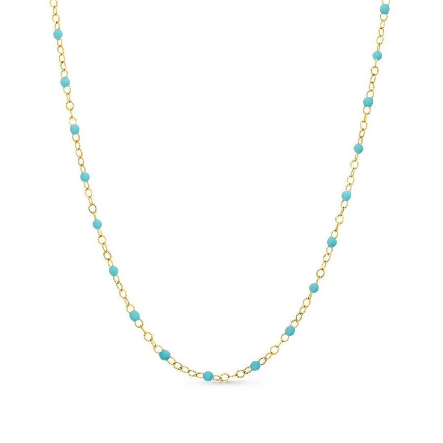 Diamonds Direct Necklaces & Pendants | Turquoise Enamel Accent Station Necklace