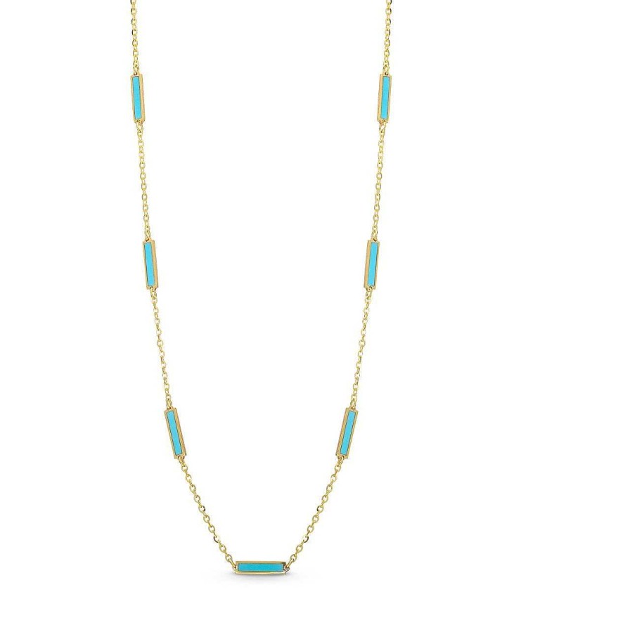 Diamonds Direct Necklaces & Pendants | Turquoise Enamel Station Necklace