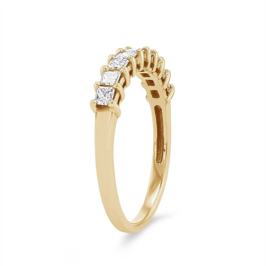 Diamonds Direct Women'S Bands | Shared Prong Princess Diamond Wedding Band By Ses Creations Yellow Gold 14K