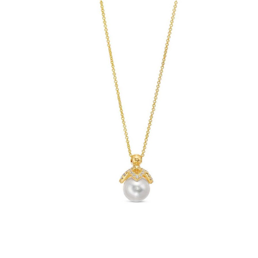 Diamonds Direct Necklaces & Pendants | Verragio Petal Diamond And Pearl Cap Pendant