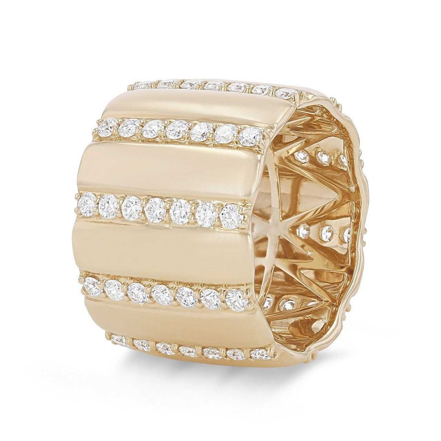 Diamonds Direct Fashion Rings | Michael M. Orb Ribbed Ring Yellow Gold 14K