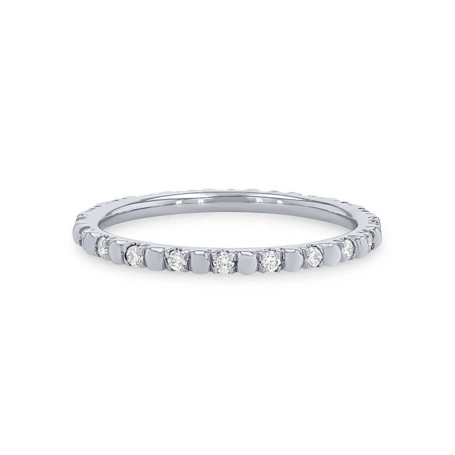 Diamonds Direct Women'S Bands | Alternating Diamond Bead Eternity Band By Classique White Gold 14K