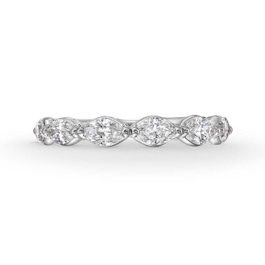 Diamonds Direct Women'S Bands | Marquise Diamond Wedding Band By A. Jaffe White Gold 14K