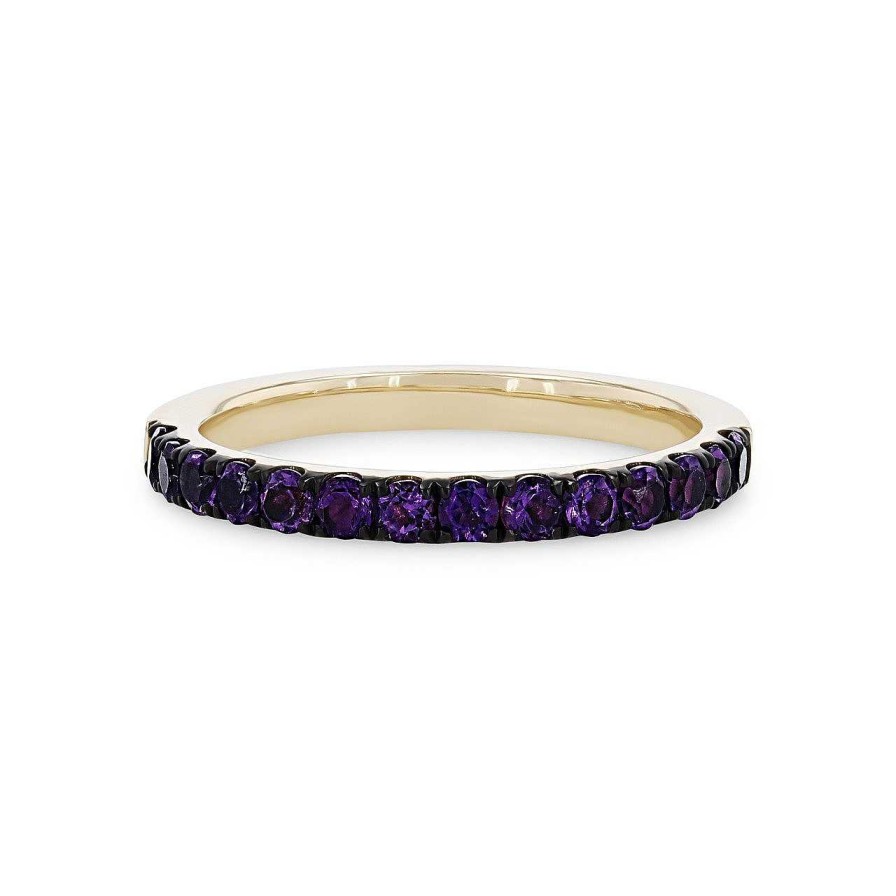 Diamonds Direct Women'S Bands | Amethyst Wedding Band Yellow Gold 14K