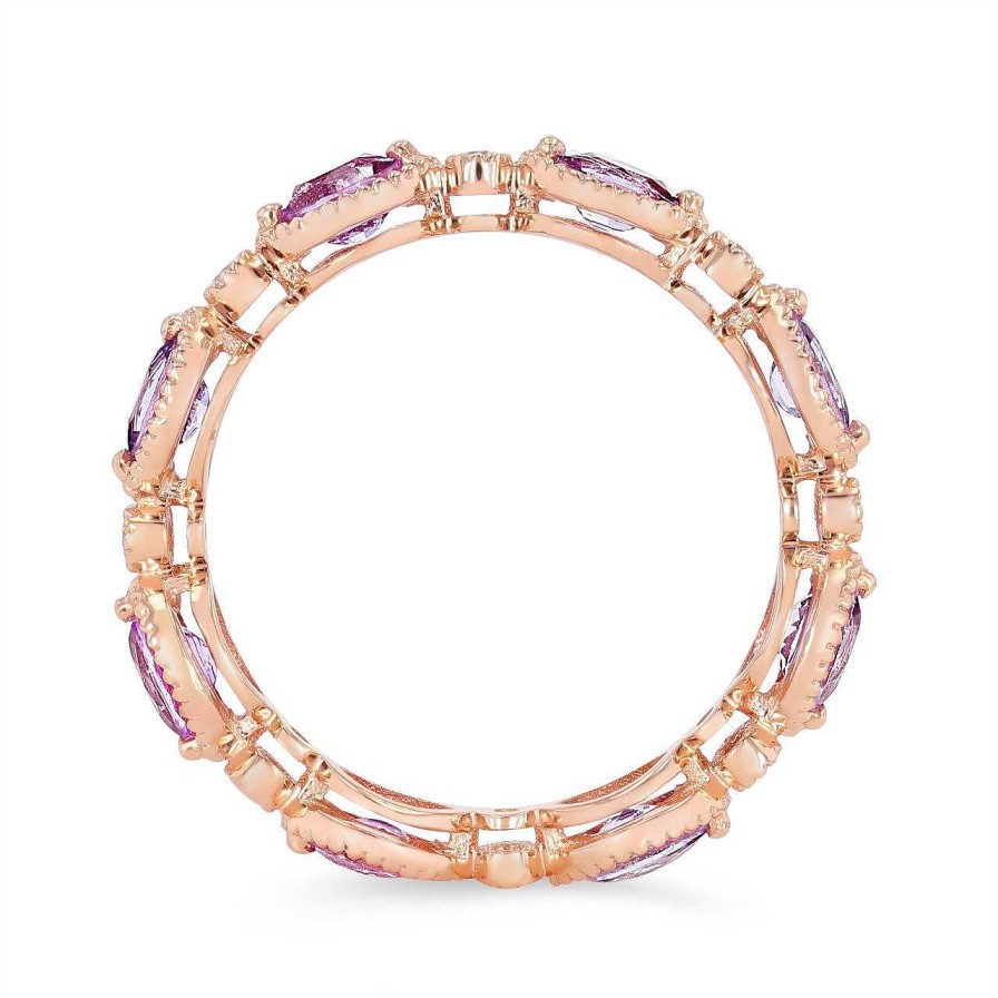 Diamonds Direct Fashion Rings | Pink And Purple Sapphire Eternity Band Rose Gold 14K