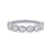 Diamonds Direct Women'S Bands | Oval Diamond Bezel Milgrain Wedding Band By Classique White Gold 14K