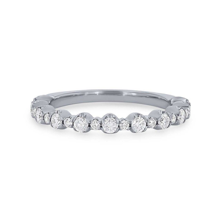 Diamonds Direct Women'S Bands | Alternating Round Diamond Wedding Band By Classique White Gold 14K