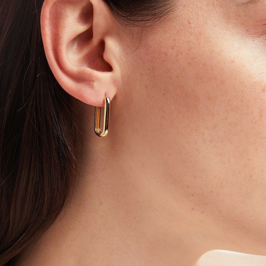 Diamonds Direct Earrings | Rectangular Polished Hoop Earrings