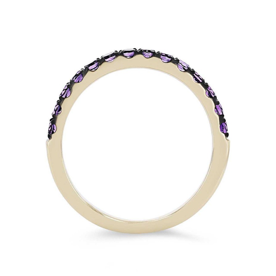 Diamonds Direct Fashion Rings | Amethyst Wedding Band Yellow Gold 14K