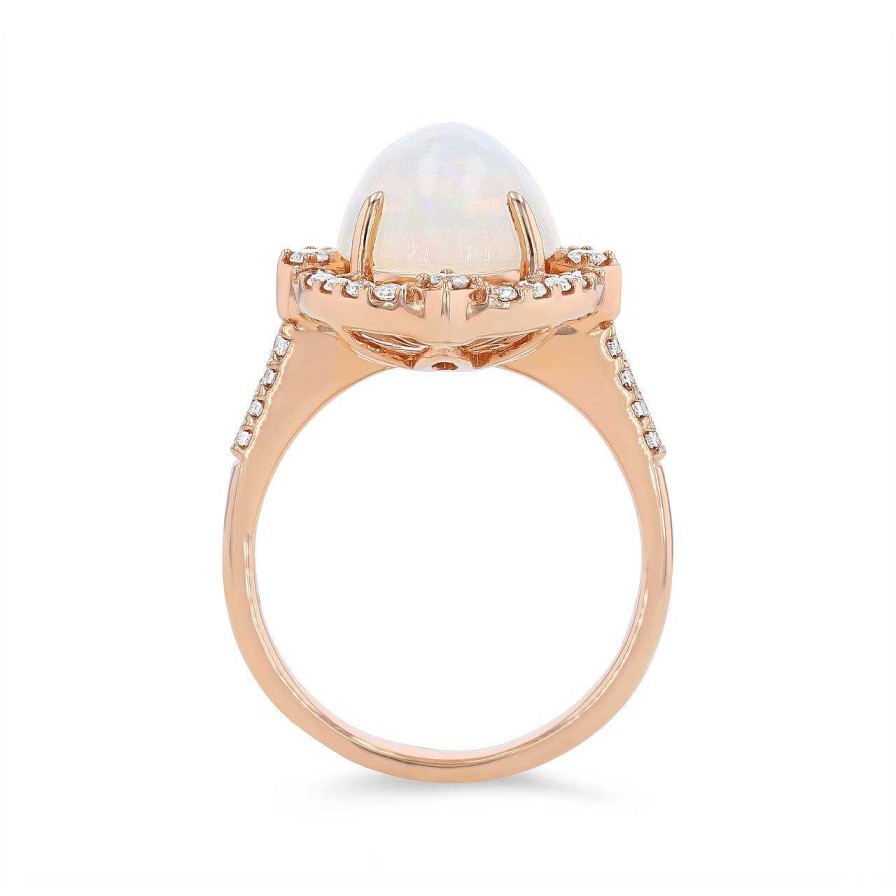 Diamonds Direct Fashion Rings | Opal And Diamond Oval Vintage Halo Ring Rose Gold 14K