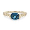 Diamonds Direct Fashion Rings | London Blue Topaz And Diamond Bezel Ring Yellow Gold 14K