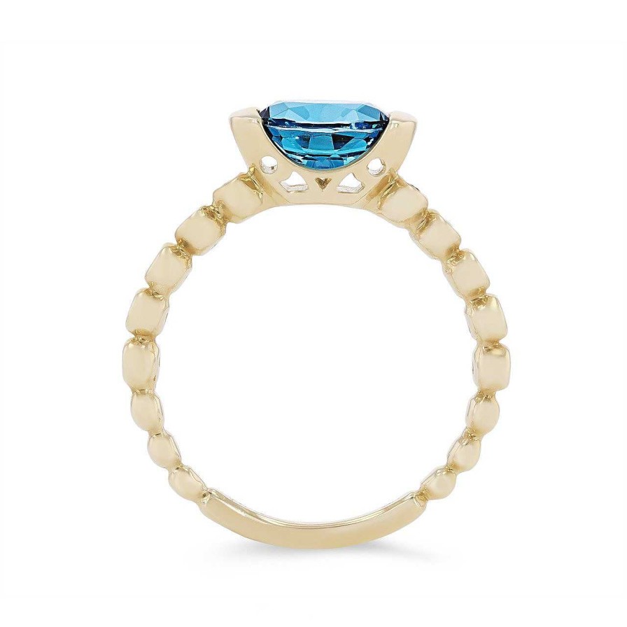 Diamonds Direct Fashion Rings | London Blue Topaz And Diamond Bezel Ring Yellow Gold 14K