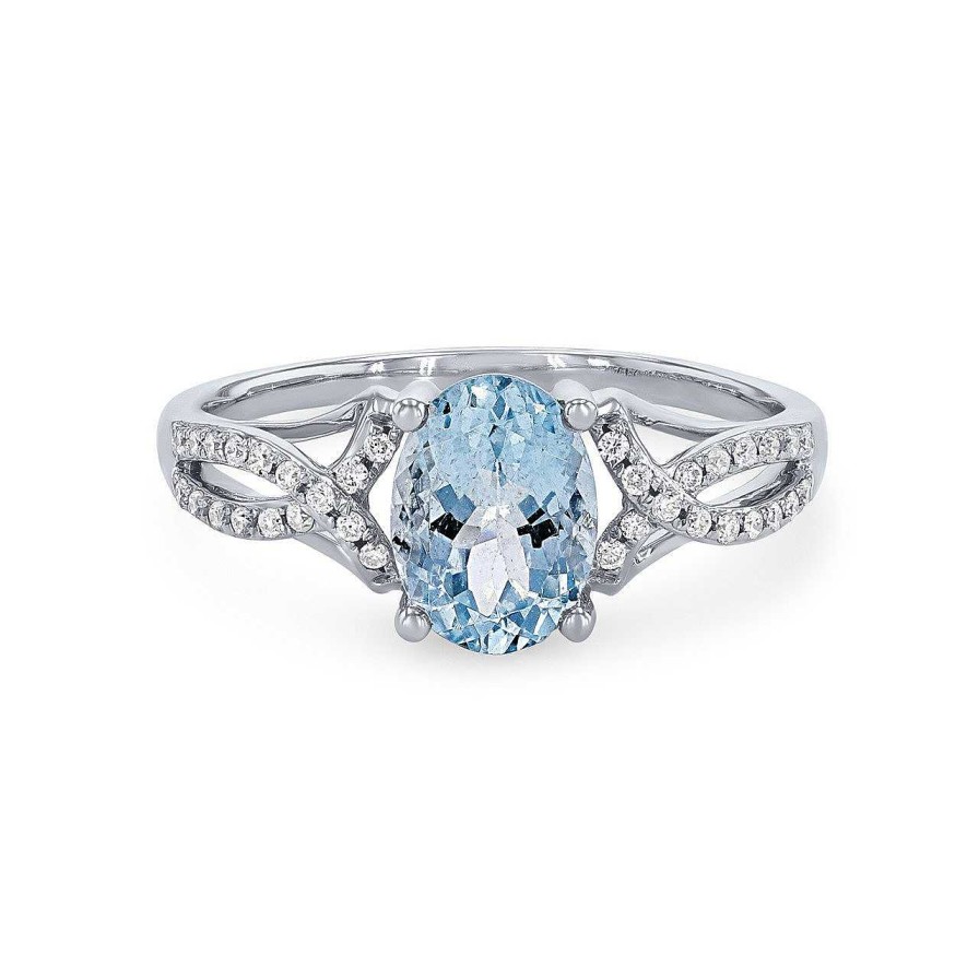 Diamonds Direct Fashion Rings | Aquamarine And Diamond Twist Ring