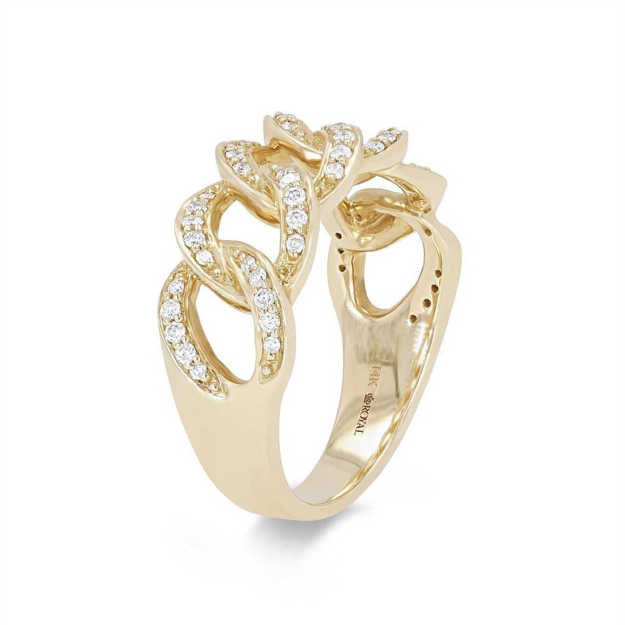 Diamonds Direct Fashion Rings | Diamond Curb Chain Link Ring Yellow Gold 14K