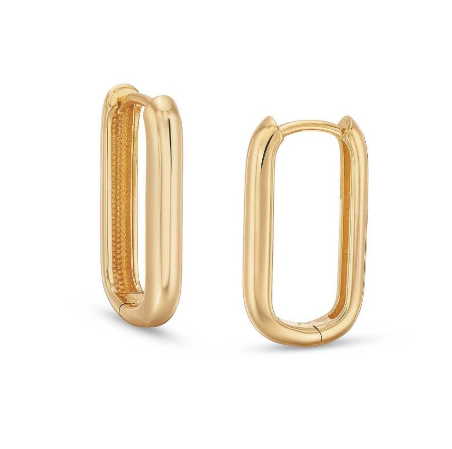 Diamonds Direct Earrings | Rectangular Polished Hoop Earrings