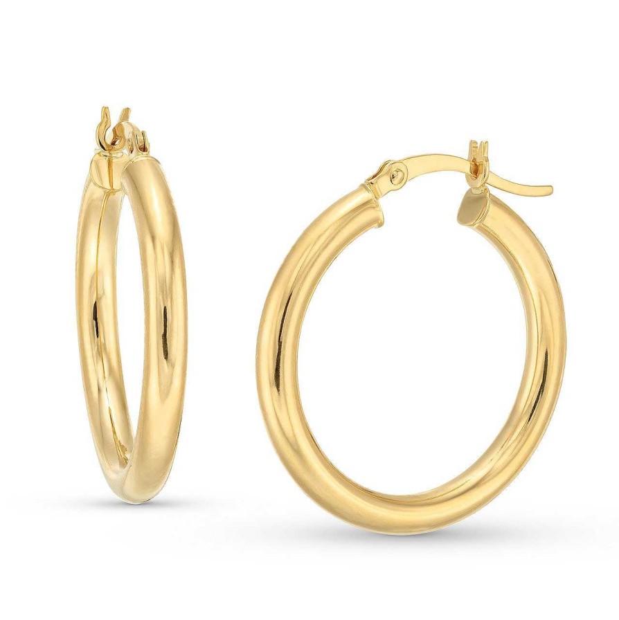 Diamonds Direct Earrings | Gold 3X25Mm Tube Hoop Earrings