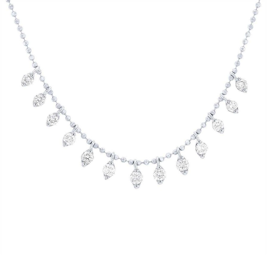 Diamonds Direct Necklaces & Pendants | Diamond Dangle Station Necklace White Gold 14K