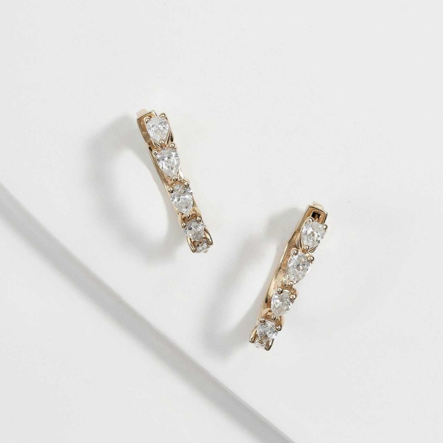 Diamonds Direct Earrings | Pear Shape Diamond Hoop Earrings