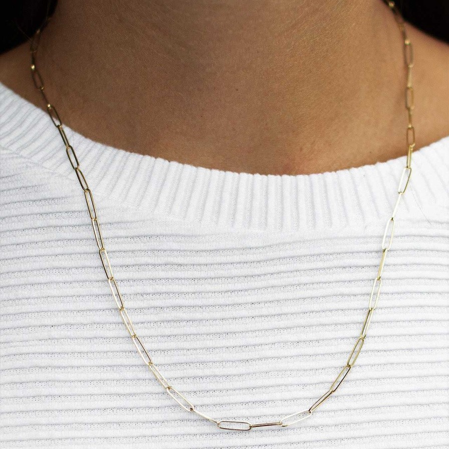 Diamonds Direct Necklaces & Pendants | Gold 18 Inch Paperclip Chain Necklace Yellow Gold 14K