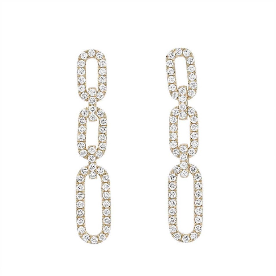 Diamonds Direct Earrings | Diamond Paperclip Link Earrings White Gold 14K