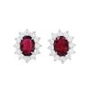 Diamonds Direct Earrings | Ruby And Diamond Halo Stud Earrings