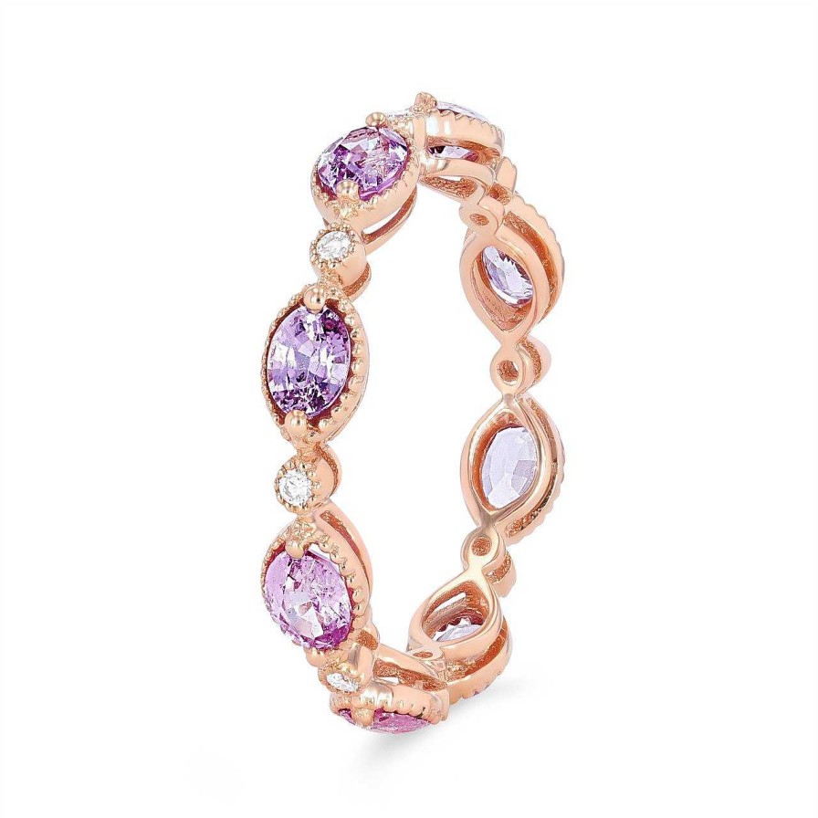 Diamonds Direct Fashion Rings | Pink And Purple Sapphire Eternity Band Rose Gold 14K