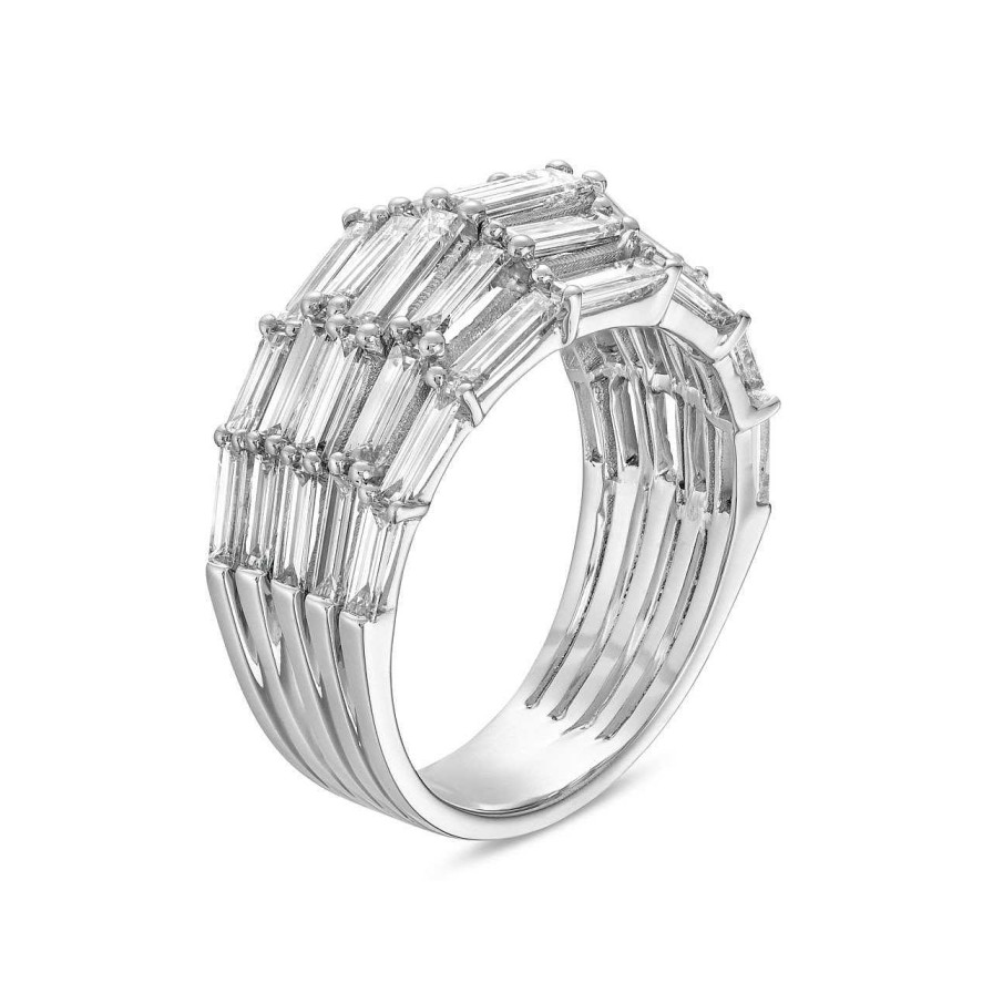 Diamonds Direct Fashion Rings | Heera Moti Multi-Row Horizontal Baguette Diamond Band