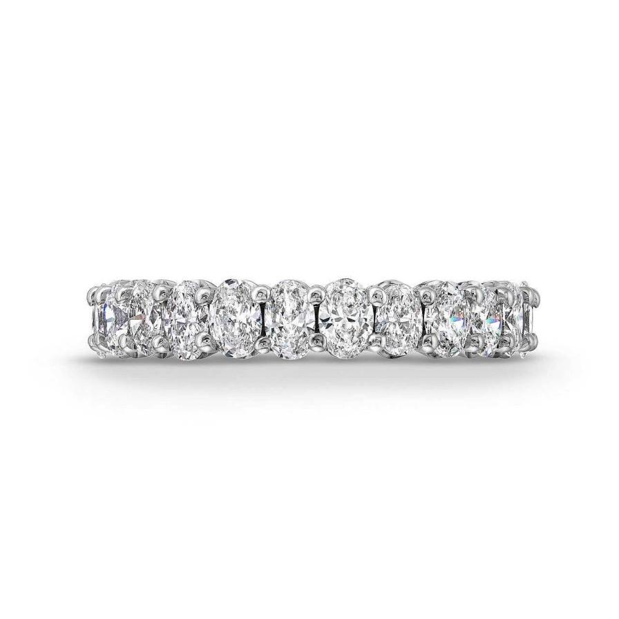 Diamonds Direct Women'S Bands | Michael M. Oval Diamond 3/4 Way Wedding Band White Gold 18K