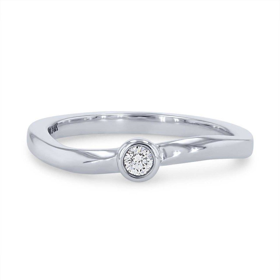 Diamonds Direct Fashion Rings | Bezel Single Diamond Wedding Band By Novell White Gold 14K