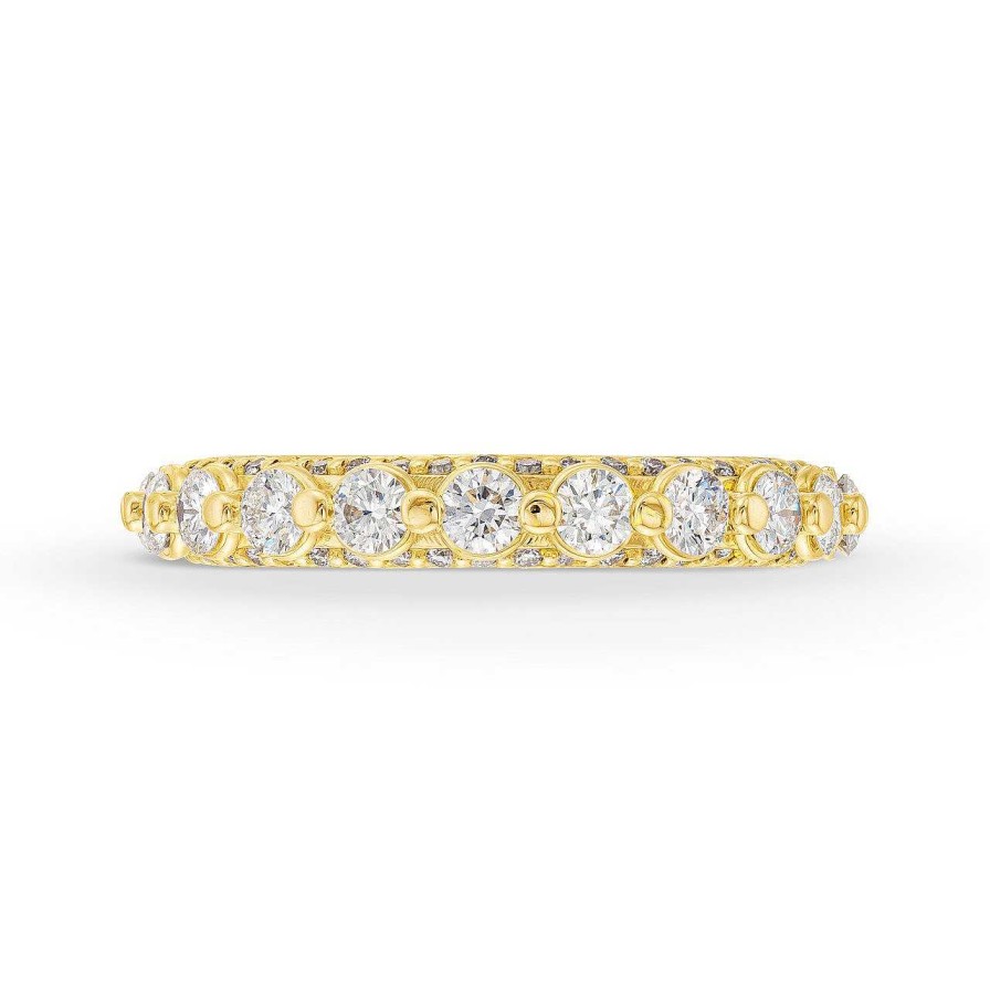 Diamonds Direct Women'S Bands | Verragio Couture Single Prong Three Sided Diamond Wedding Band Yellow Gold 18K