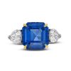 Diamonds Direct Rings | Asscher Sapphire And Diamond Three Stone Ring