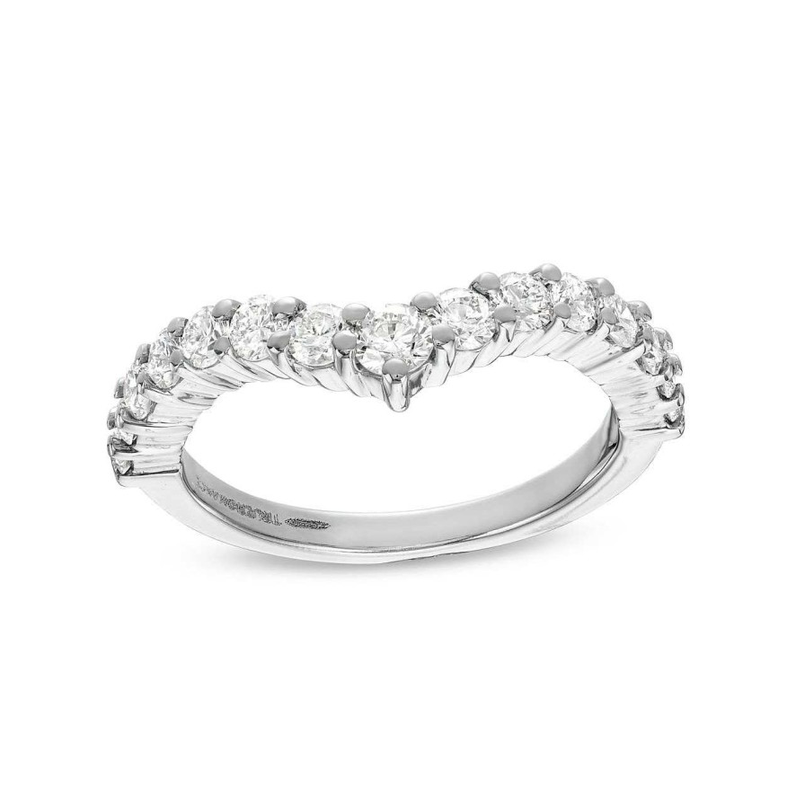 Diamonds Direct Women'S Bands | Contour Graduated Diamond Wedding Band By True Romance White Gold 14K