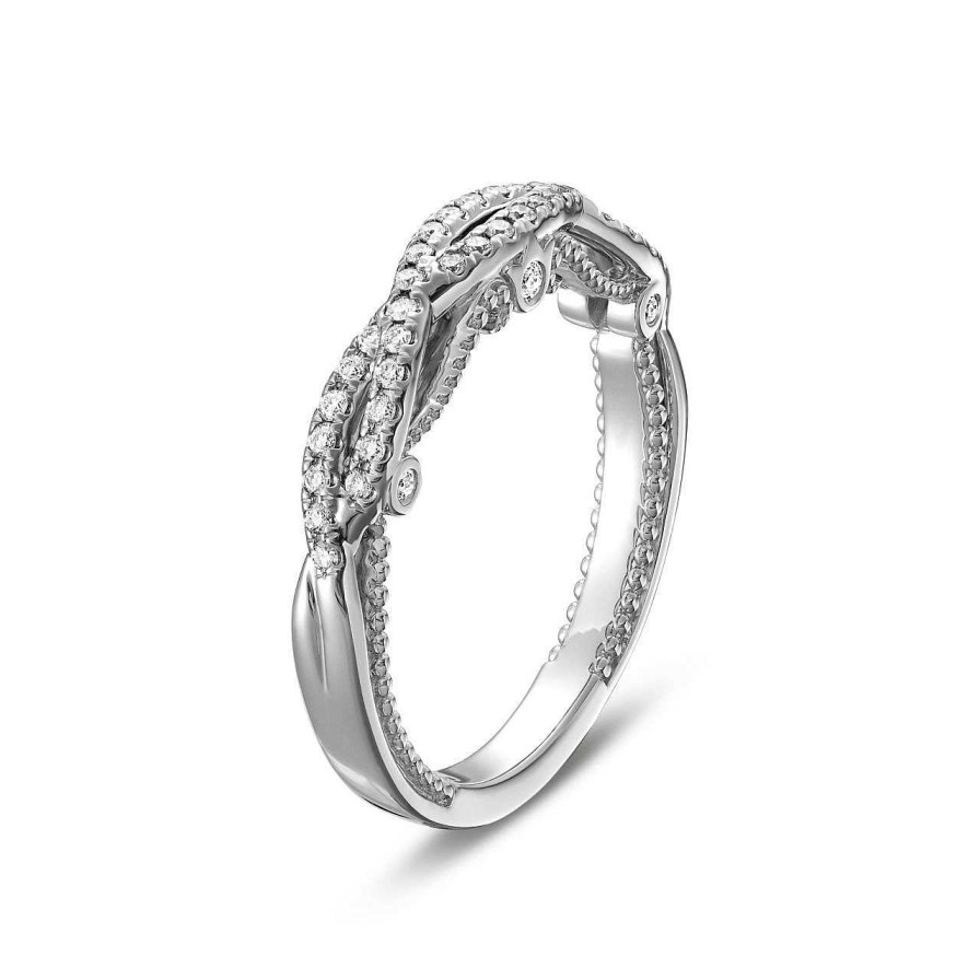 Diamonds Direct Women'S Bands | Verragio Insignia Open Twist Wedding Band White Gold 14K