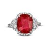 Diamonds Direct Rings | Cushion Ruby Half-Moon Diamond Halo Ring