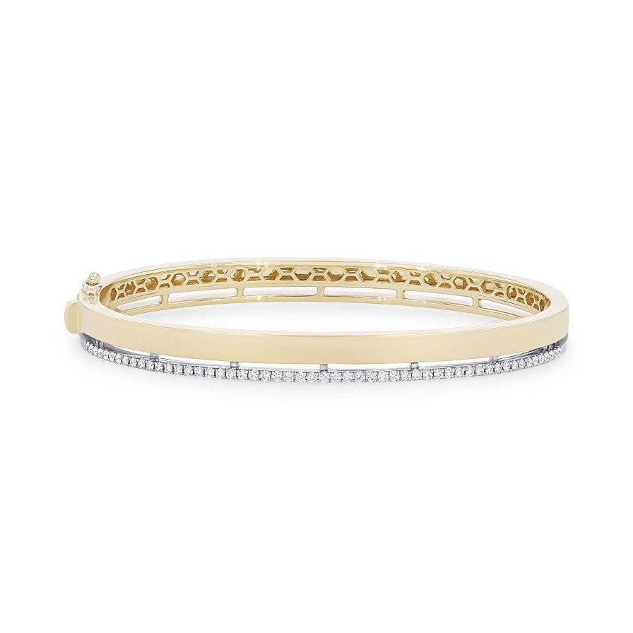 Diamonds Direct Bracelets | Simon G. Diamond Bangle White And Yellow Gold 18K