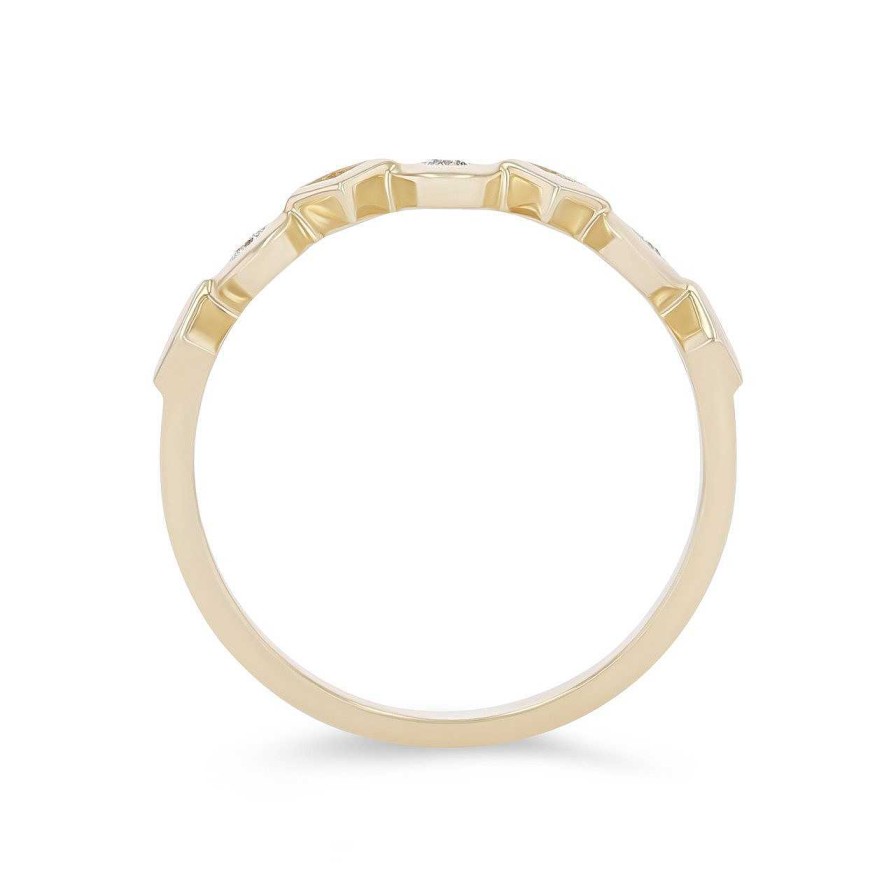 Diamonds Direct Women'S Bands | Michael M. Mixed Shape Bezel Ring Yellow Gold 14K