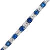 Diamonds Direct Bracelets | Blue Sapphire And Asscher Diamond Tennis Bracelet Platinum