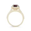 Diamonds Direct Fashion Rings | Garnet And Graduated Diamond Halo Ring Yellow Gold 14K