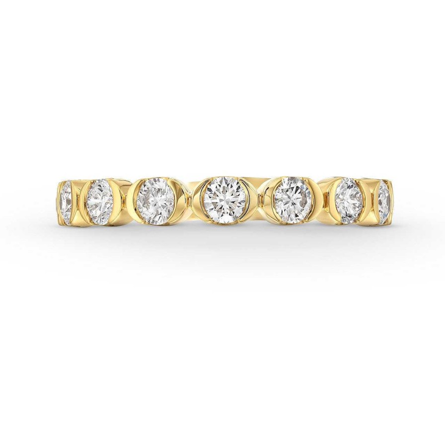 Diamonds Direct Women'S Bands | Half Bezel Diamond Wedding Band By A. Jaffe Yellow Gold 14K