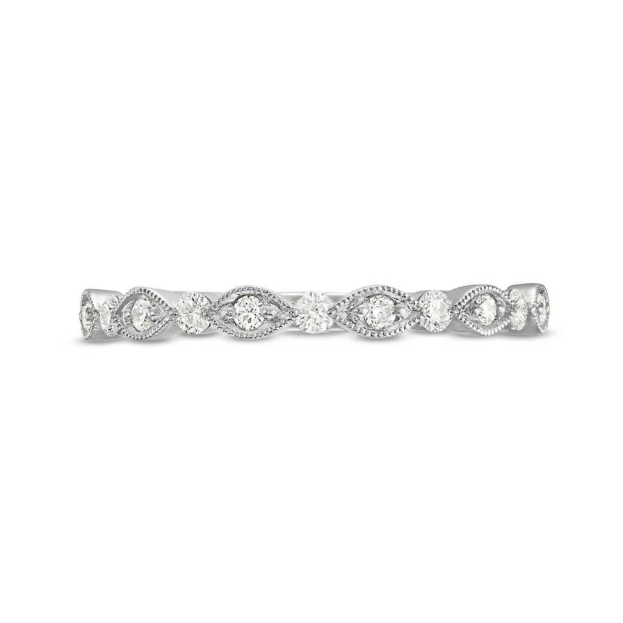 Diamonds Direct Women'S Bands | Alternating Marquise Frame Milgrain Wedding Band By Diamonds Direct Designs White Gold 14K