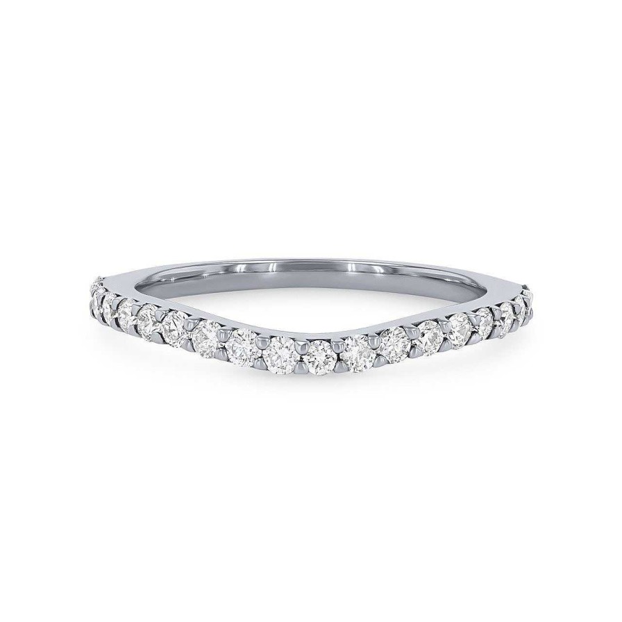 Diamonds Direct Women'S Bands | Curved Diamond Wedding Band By True Romance Platinum